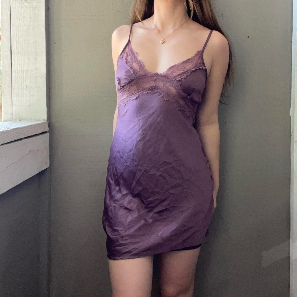 Lelis Purple Lace Slip Dress